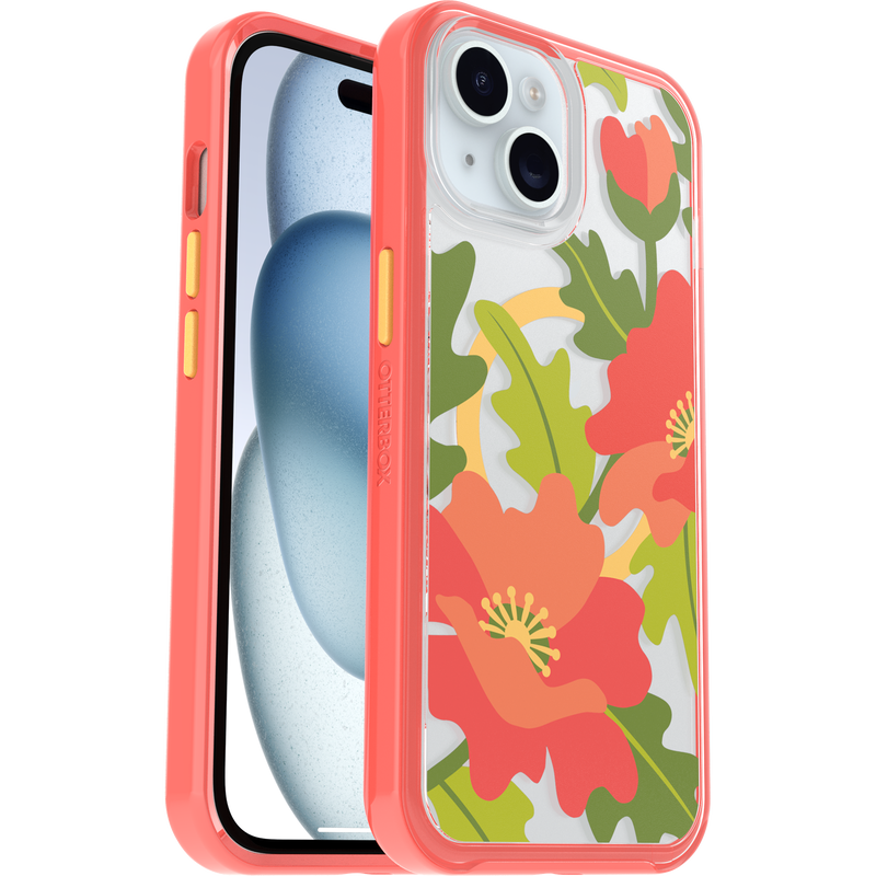 product image 1 - iPhone 16e und iPhone 15/14/13 Hülle Symmetry Series Clear für MagSafe Fluttering Flora