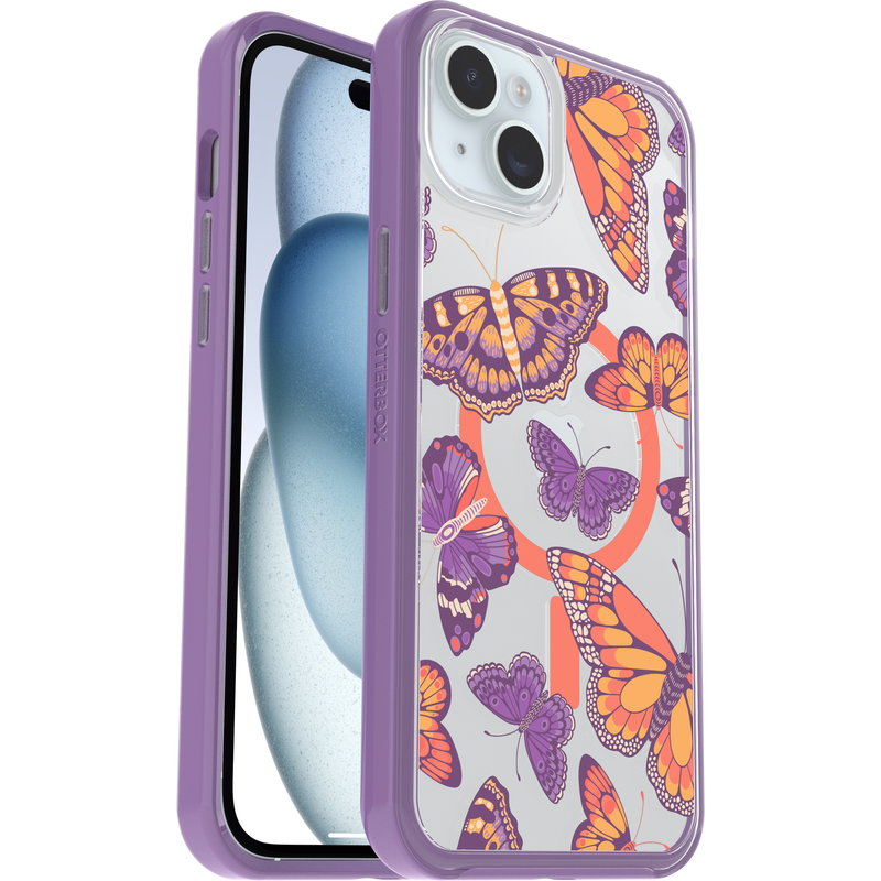 product image 1 - iPhone 14 Plus och iPhone 15 Plus Skal Symmetry Series Clear för MagSafe Fluttering Flora